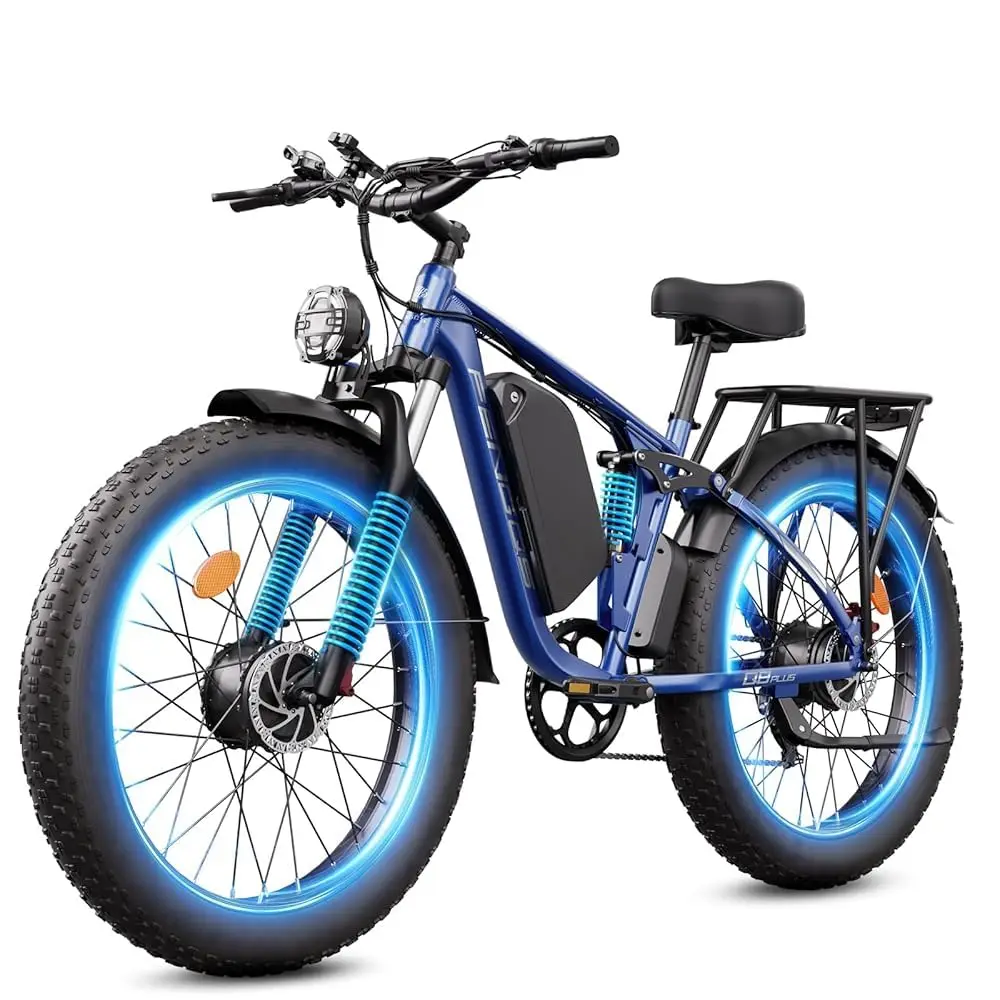 5000W Dual Motor Electric Bike 45MPH 52V 23Ah 100 Miles Lockable Suspension 26