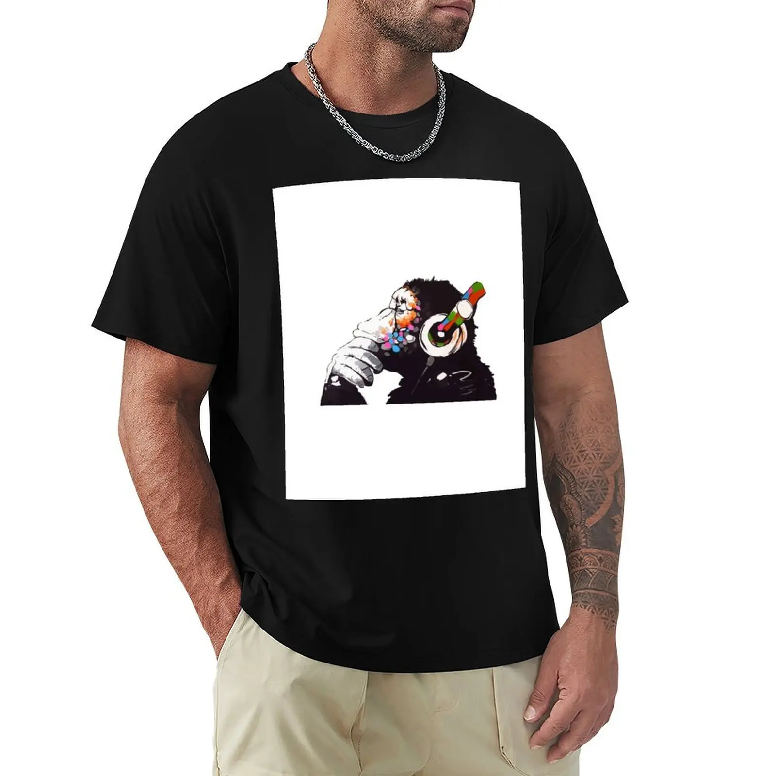 

BANKSY DJ Monkey Thinker T-Shirt Halloween Theme T-Shirt