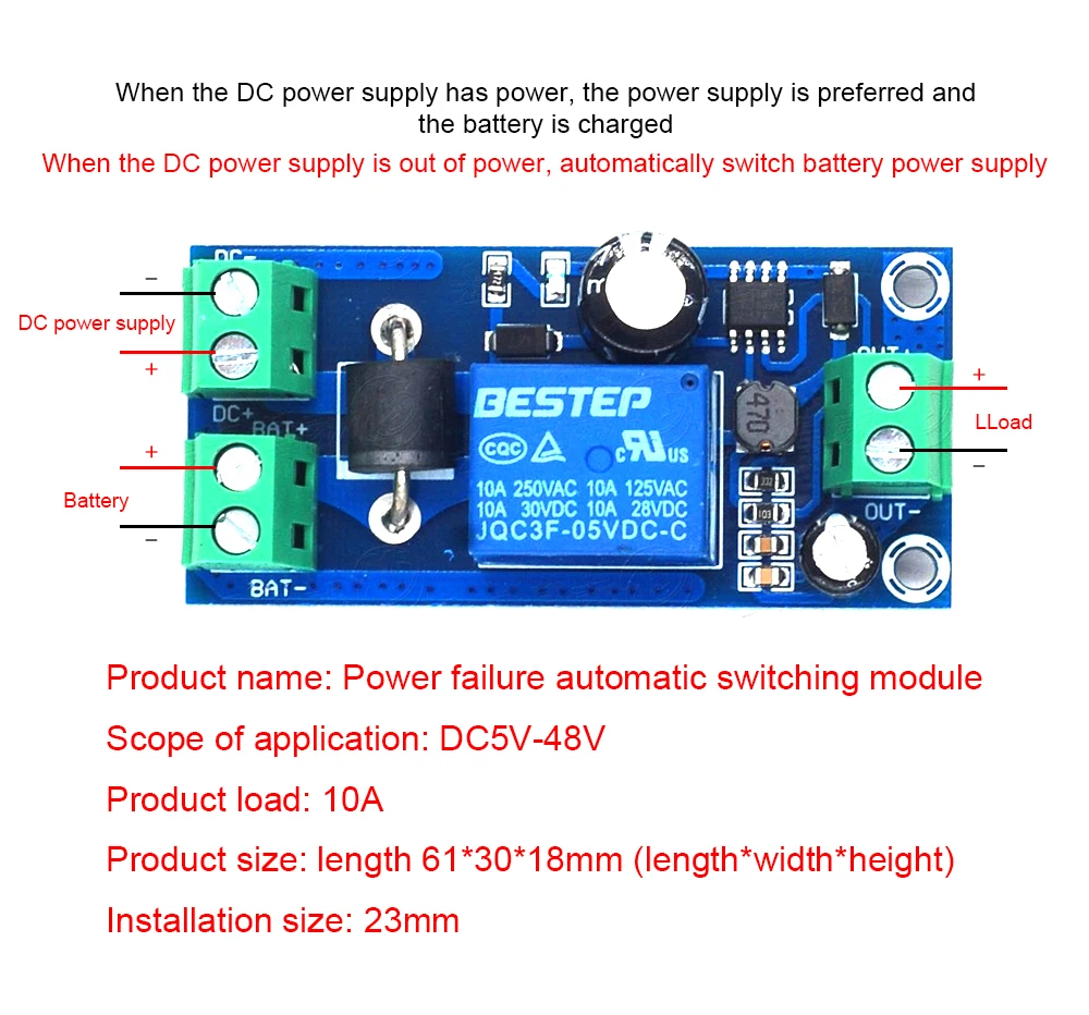 5V-48V Failure การสลับอัตโนมัติสแตนด์บายแบตเตอรี่โมดูลพร้อมไฟแสดงสถานะ Universal Emergency Converter YX850