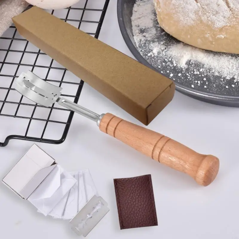 Bread Lame with Wooden Handle Ergonomic Bread Scorer Tool for Sourdough Scoring Q5WC