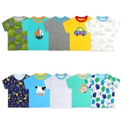 [5Pcs/lot Random Color]Cotton Baby Boy t-shirt Casual Baby Boy Shorts Sleeve Tops Summer Newborn T shirt 3-24 Months