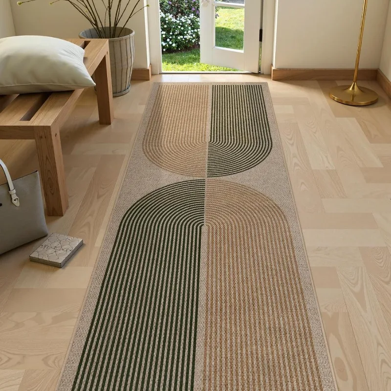 Modern Geometry Art Runner Rug Minimalist Solid Color Coil Ripple Pattern Carpet Bedroom Bedside Entrance Long Door Mat Rug