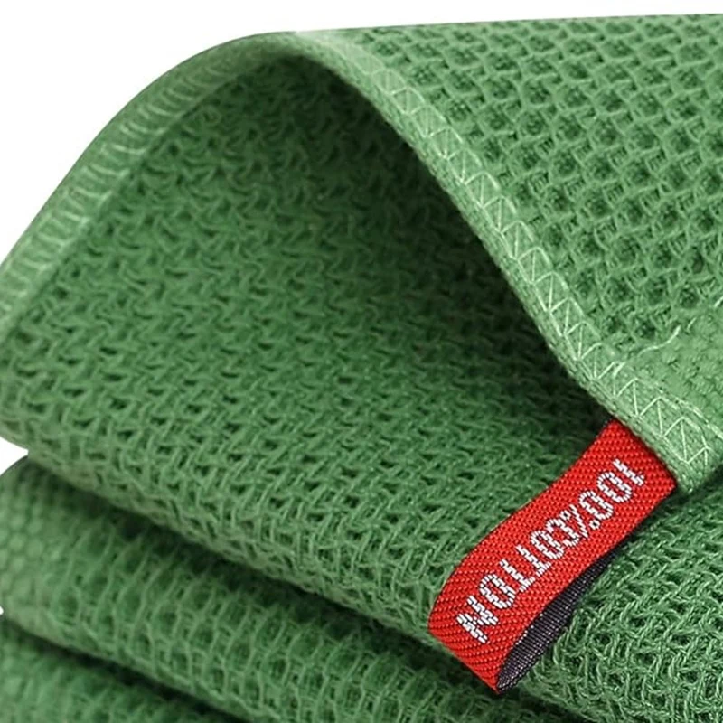 قماش أطباق 100% قطن من قماش أطباق المطبخ، مناشف أطباق فائقة النعومة ماصة سريعة الجفاف باللون الأخضر