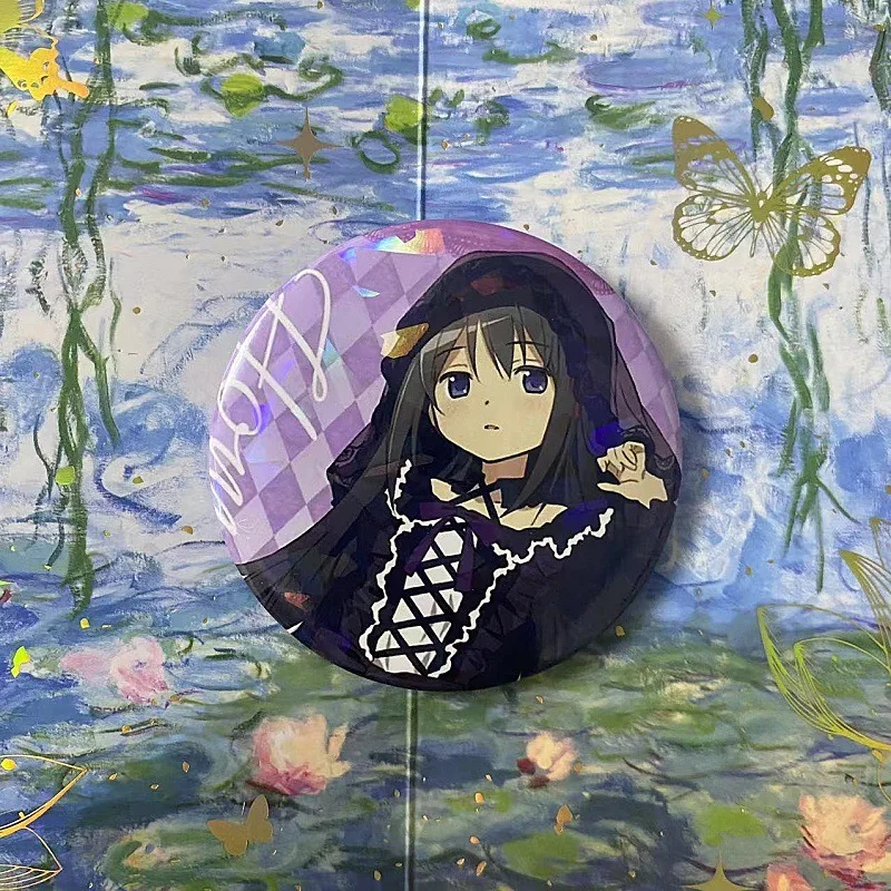 58mm novo anime puella magi madoka magica pinos broche figura homura miki sayaka broches cosplay crachá mochila jóias para meninas