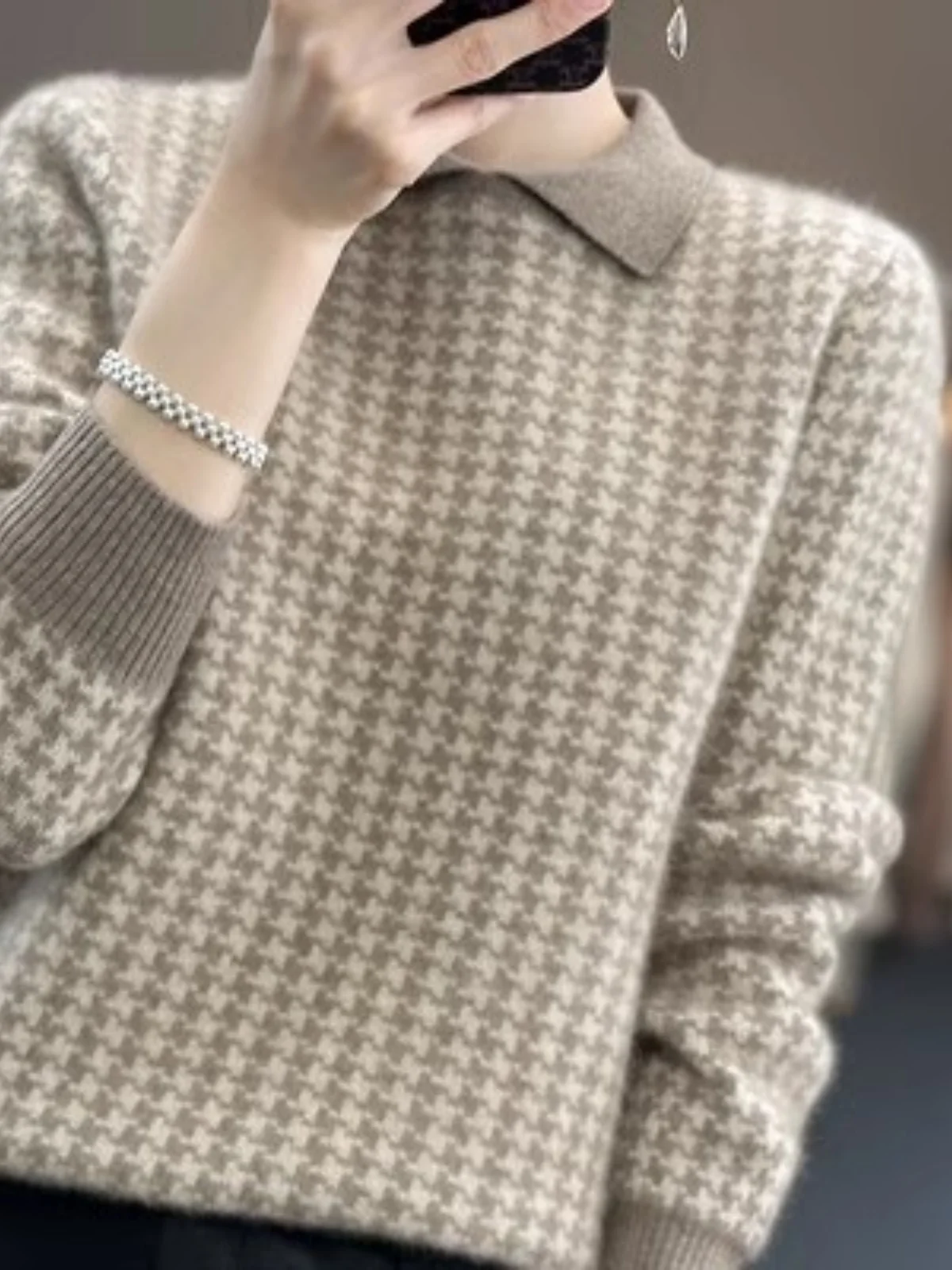 

Осенне-зимний брендовый женский свитер с кукольным воротником Tagl Long Sve Thiened, вязаный однотонный цвет для поездок на работу