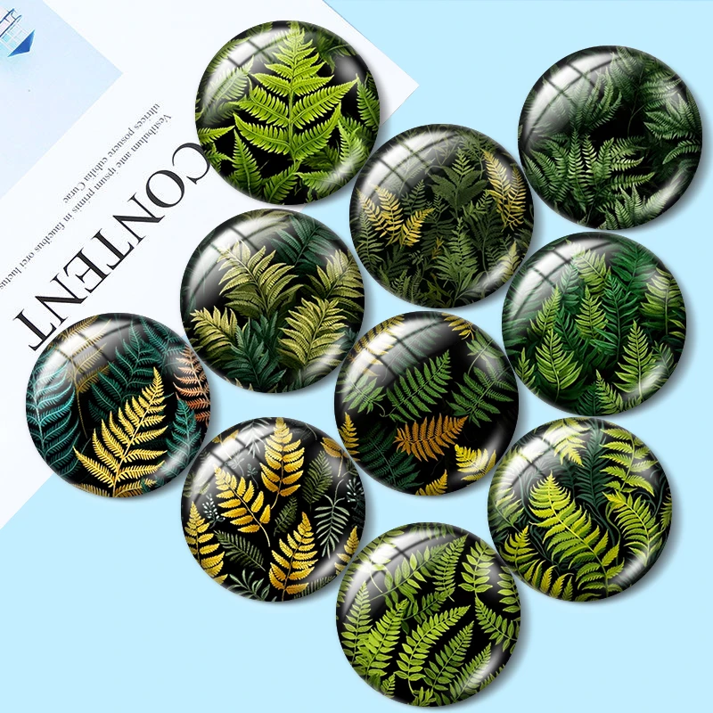 Zielone zdjęcia roślin 10 sztuk 12mm/16mm/18mm okrągłe zdjęcie szklany kaboszon Demo płaski tył dokonywanie ustaleń
