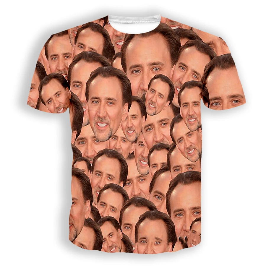 Funny Actor Nicolas Cage 3D Print T-shirt Men Woman O-Neck Short Sleeve T Shirts Streetwear Oversized Harajuku Kids Tees Tops