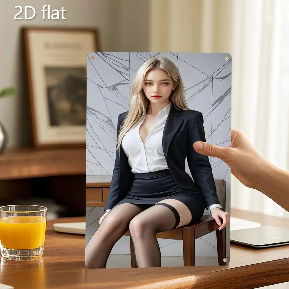 Elegant Female Metal Wall Art, Weatherproof 2D Flat Iron Plaque with Pre-Drilled Holes for Indoor Outdoor Decor