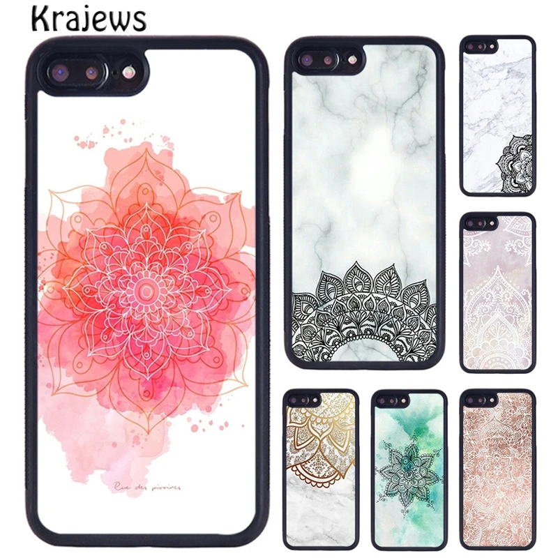 Krajews MARBLE MANDALA FLOWER FLORAL Phone Case For iPhone 16 15 14 plus 11 12 mini 13 Pro XR XS Max cover coque