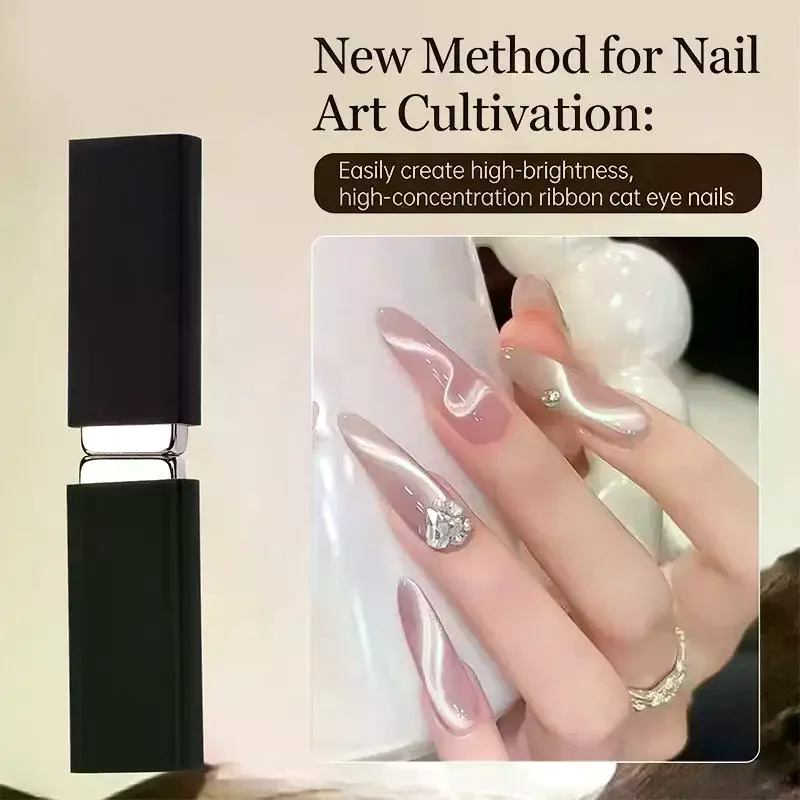 Super Strong Dual-Headed Cat Eye Nail Magnet Nail Art Ribbon Effect With Protective Cover For French UV Gel Polish Pen 3D