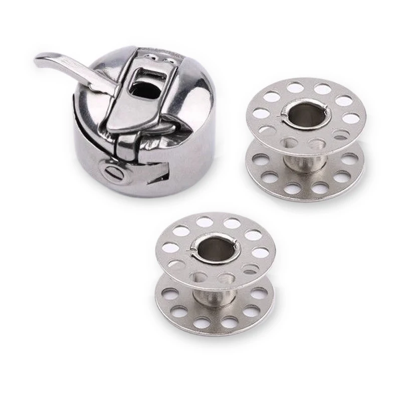 3 pezzi in totale vecchi accessori per macchine da cucire, custodia per navetta per la casa bobina butterfly Bee marca flying man pedale bobbin case