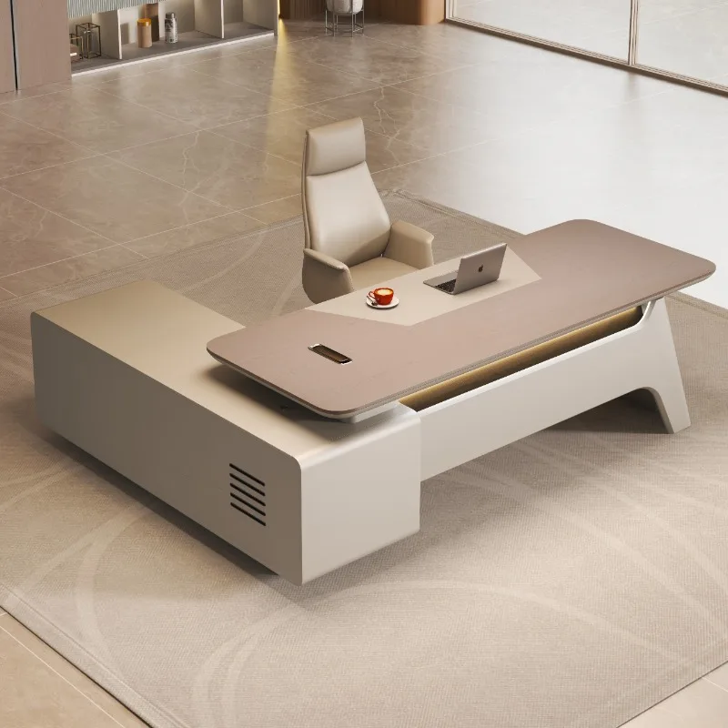 president special computer desk with storage modern cream style Desk table office luxury mesa para escritório interior furniture