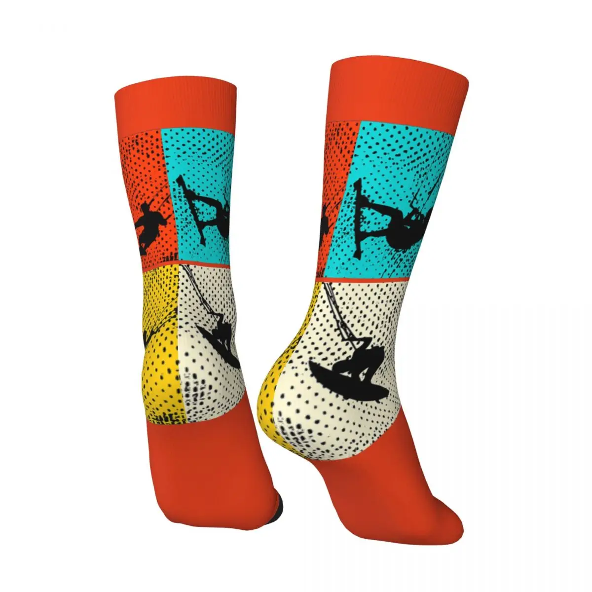 Happy Funny – chaussettes de compression pour hommes, loisirs, imprimé rétro, Harajuku, kitesurf, kiteboard, sport Hip Hop, chaussette fou d'équipage