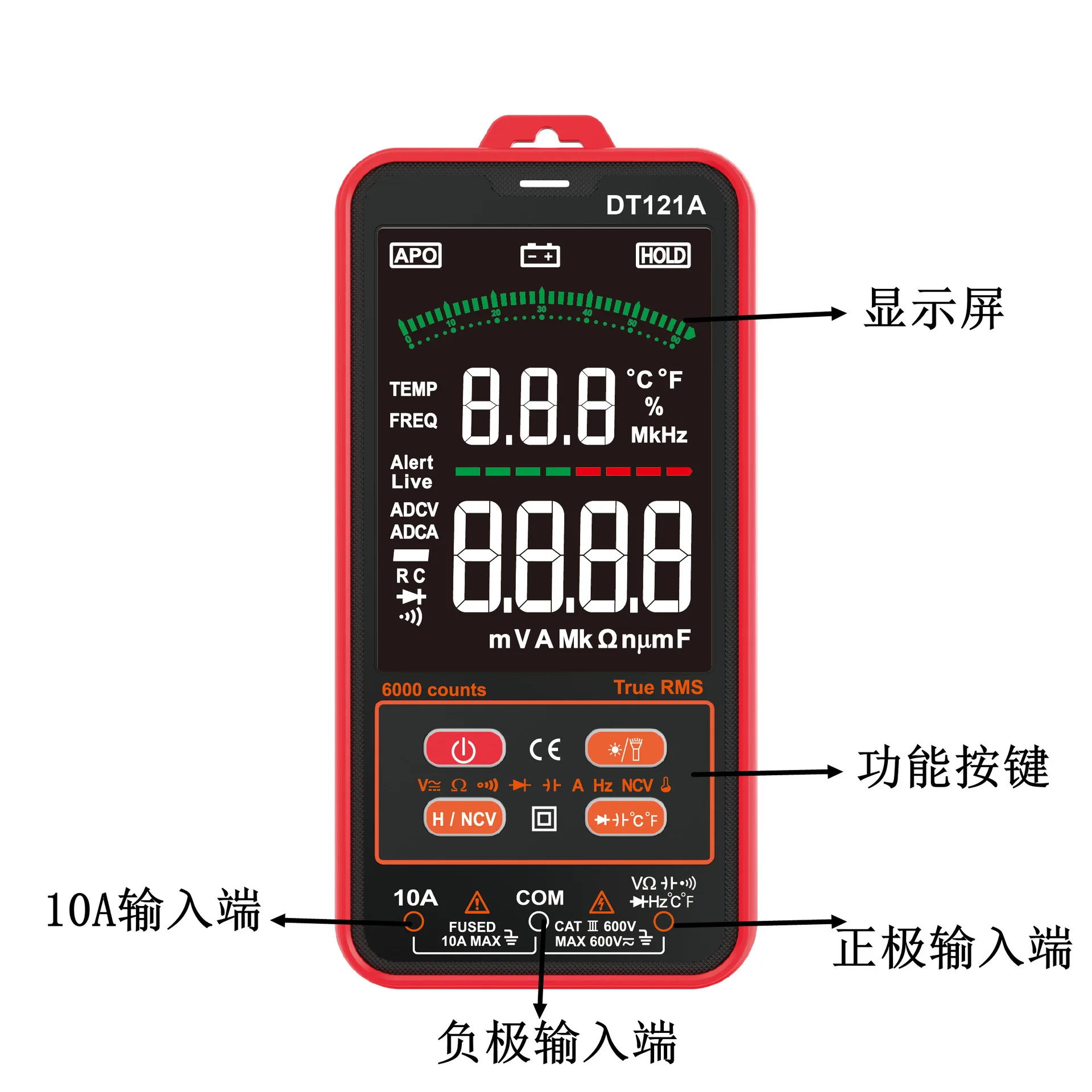 Screen Digital Multimeter T5 Automatically Recognizes 6000 Counting Dual Display with Analog Bar Picture Color Screen NCV