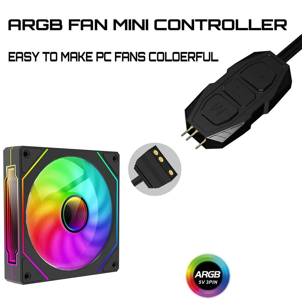 5V ARGB controller - 3-pin lighting mode fan speed and color control controller - SATA power supply