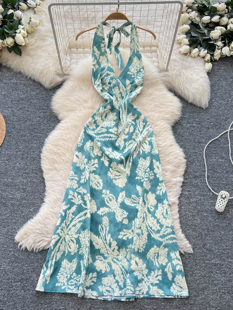 

Сексуальная женская юбка трапециевидной формы в стиле ретро с V-Ne ter Print Dr, новинка 2025, Pure Desire, с застежкой на талии, летняя юбка трапециевидной формы с высокой талией