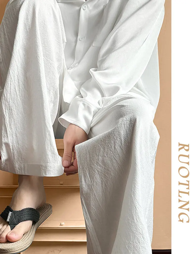 

Мужские летние тонкие свободные брюки из ледяного шелка с охлаждающим эффектом, повседневные, прямые, широкие, спортивные, быстросохнущие, длинные