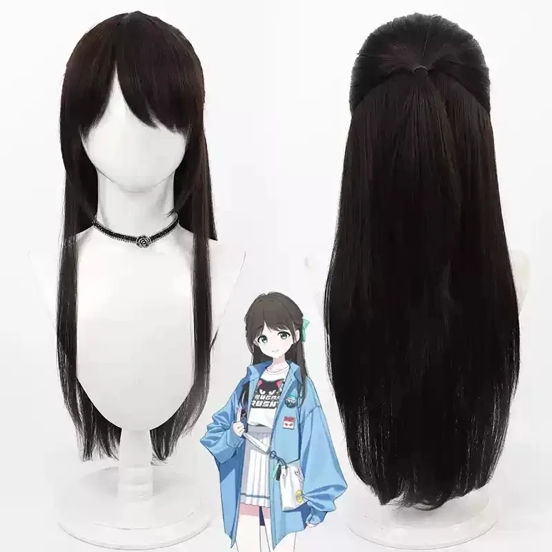الأزرق الأرشيف Kurimura Airi شعر مستعار تأثيري أسود براون مقاومة للحرارة الشعر الاصطناعية هالوين حفلة لعب الأدوار كرنفال + غطاء شعر مستعار