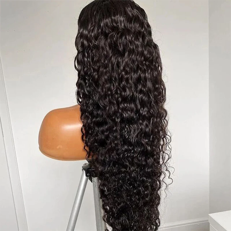 Sem cola 180 densidade 26 Polegada longo macio natural preto kinky encaracolado peruca dianteira do laço para preto feminino com cabelo do bebê pré-arrancado diariamente