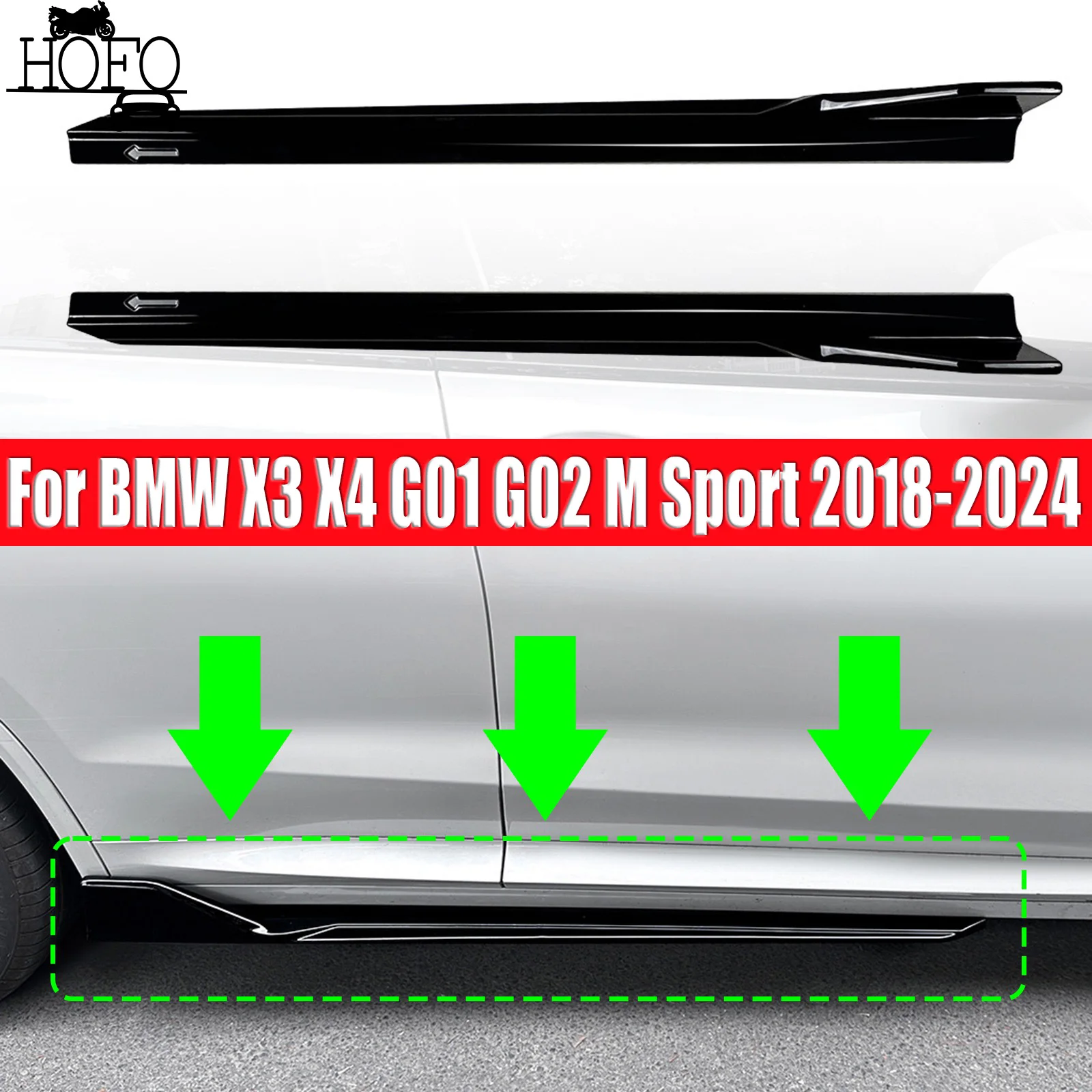 

For BMW X3 X4 G01 G02 M Sport 2018-2024 Side Skirt Spoiler Cover Trim