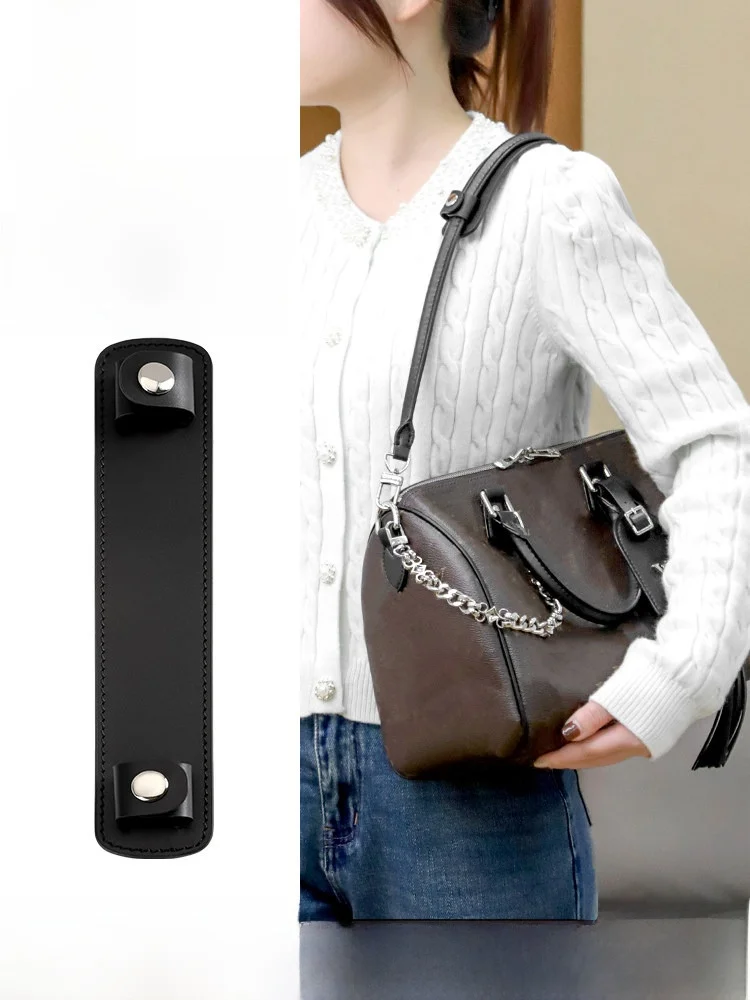 Anti-Slip Shoulder Strap for LV Speedy Soft30 Black Samurai Tote Bag with Wide Shoulder Pads Pressure Relief Head Layer Cowhide