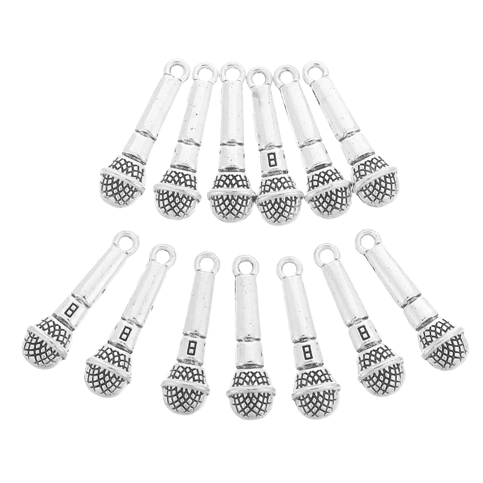 

20pcs Microphone Pendant Alloy Silver DIY Jewelry Making Crafts Charm Necklace Bracelet Keychain Accessories