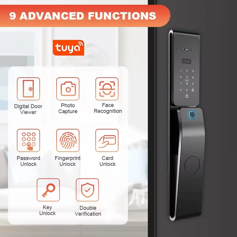 New design outdoor waterproof door electronic security lock fingerprint digital smart door lock with camera
