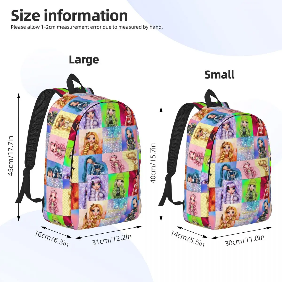 Rainbow High Girls Backpack for Preschool Kindergarten School Student Bookbag Boy Girl Kids Daypack Gift