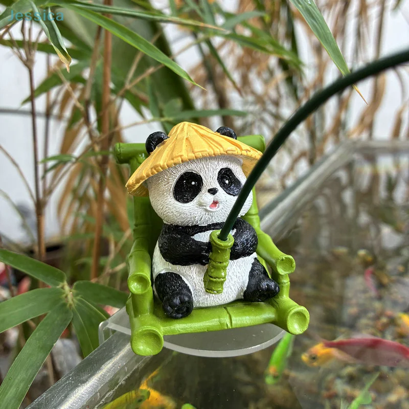 

♥Garden Statue Resin Panda Fishing Figurine For Outdoor Decor Resin Statue Sculpture For Fishponds Aquariums For Yard