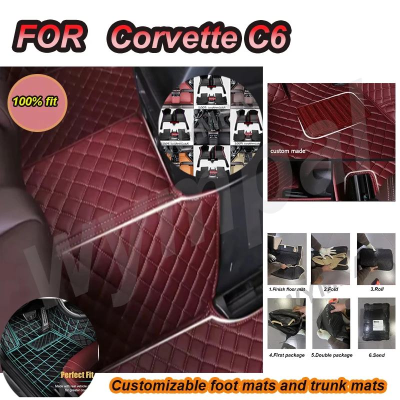 

Роскошные автомобильные коврики на заказ для Corvette C6 2005 2006 2007 2008 2009 2010 2011, роскошные кожаные автомобильные коврики