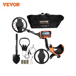 VEVOR Metal Detector for Adults & Kids 10Inch Waterproof Search Coil with LCD Display 7 Modes Adjustable 41''-52'' Aluminum Stem