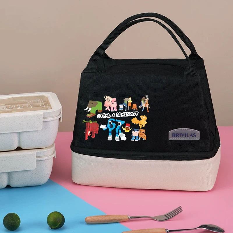 

Steal A Brainrot Kids Lunch Bag with Should Strap Handle Bag Cute Anime Game Man Portable Food Bag Boys Student Thermal Case Box