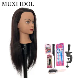 Tête de mannequin afro pour la pratique des cornrows et des tresses, tête d'entraînement, tête de poupée de coiffure, cheveux tressés, 100% cheveux humains, 8 po