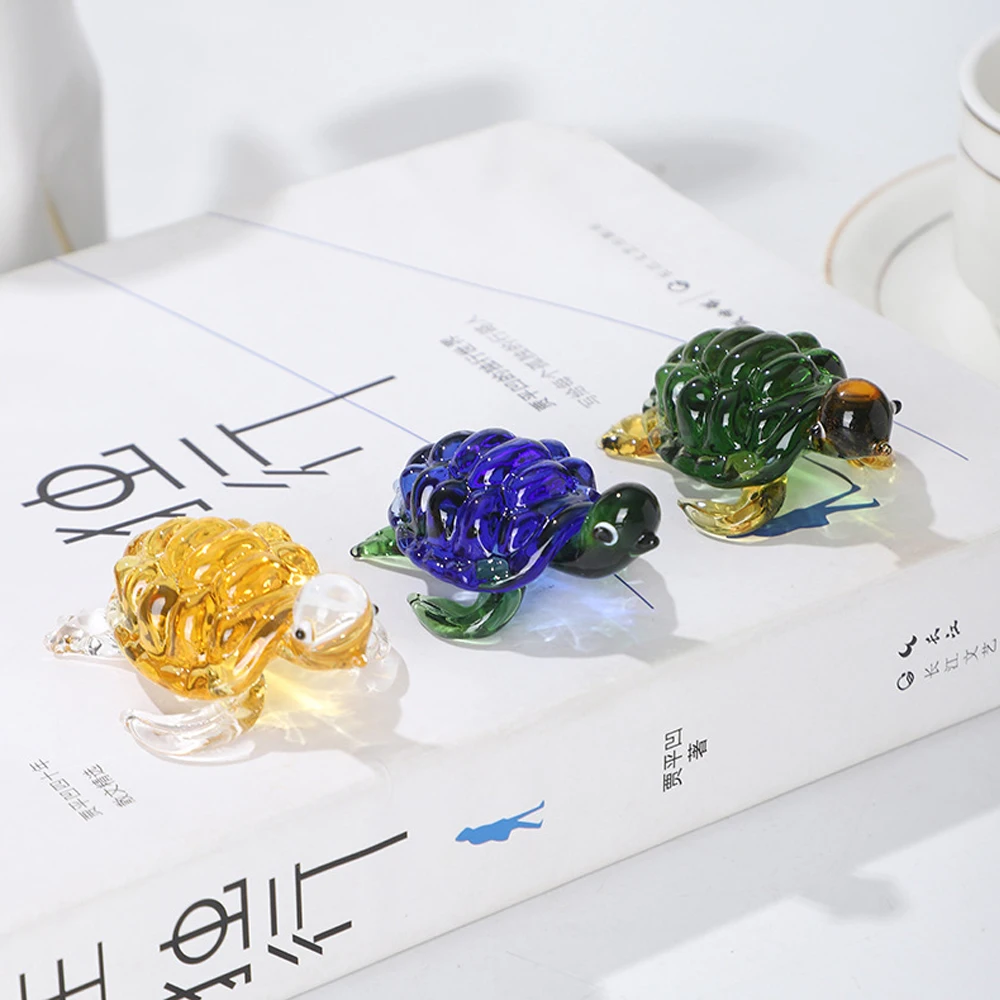 

3Pcs Mini Glass Sea Turtle Figurines Collectible Hand Blown Turtle Sculpture Art Glass Sea Animal Statue for Ocean Animal Lover