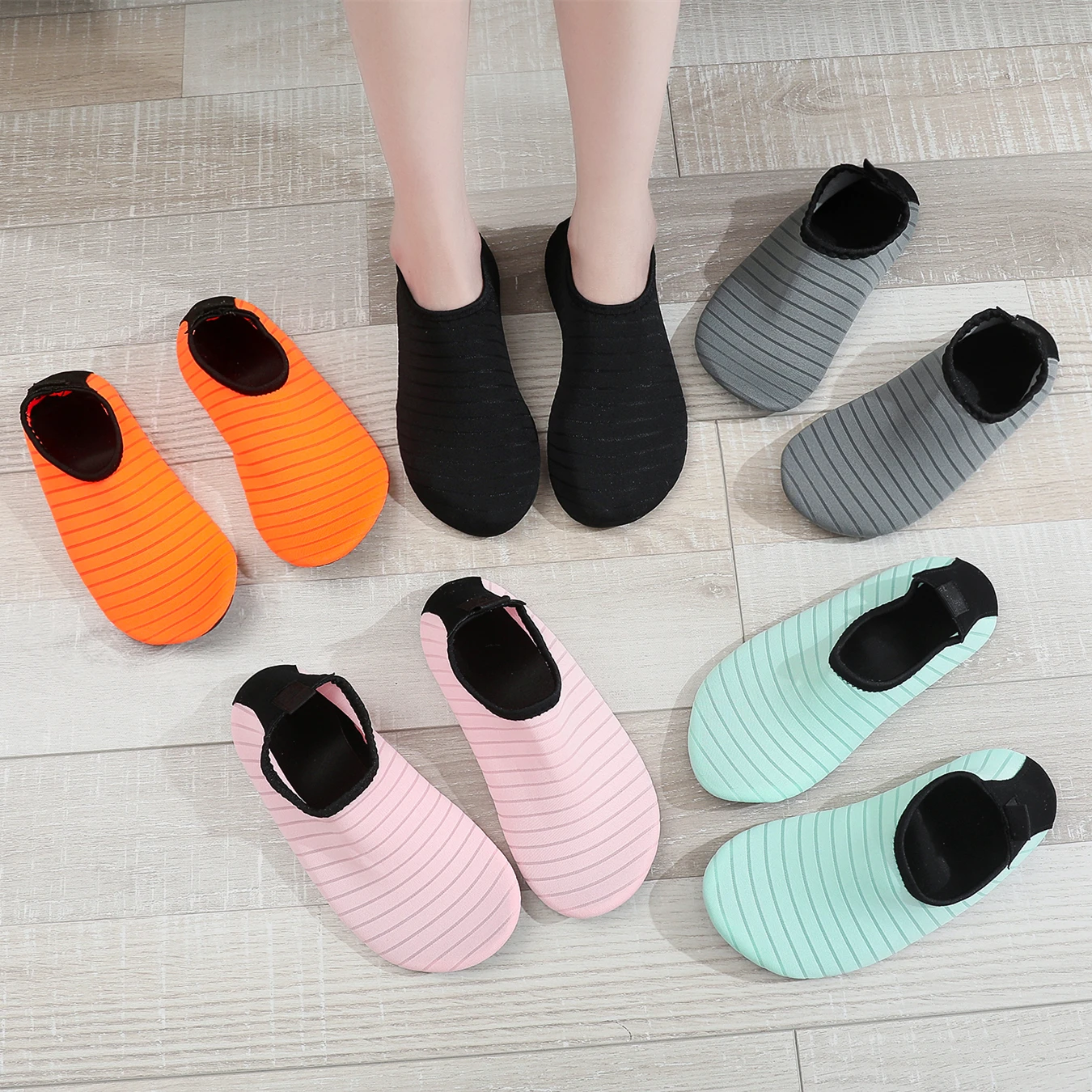 Fitness Shoes Women's Indoor Home Soft Bottom Lightweight Anti-slip Dance Yoga Training Shoes Men's Casual Breathable Slip-On...