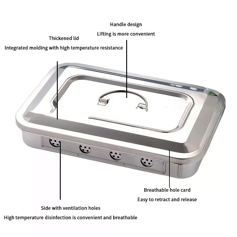 

Лоток для стоматологических инструментов с крышкой, хирургическая медицинская дезинфекционная коробка из нержавеющей стали, контейнер для стерилизации, стоматологическое оборудование