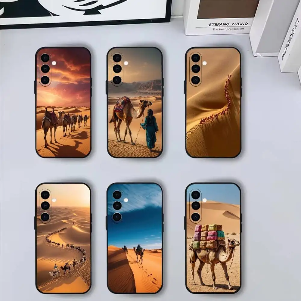 

Silk Road desert C-Camels Phone Case For Samsung Galaxy A73,A72,A71,A70,A53,A52,A51,Others Soft Black Cover