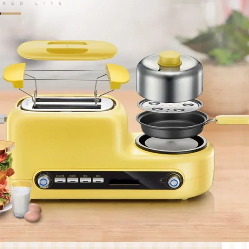 ครัวเรือนแซนวิชเครื่องทําอาหารเช้าเครื่อง Toast Home Multi-Function ขนาดเล็ก Four-in-one เครื่องปิ้งขนมปังเครื่องปิ้งขนมปังดิน