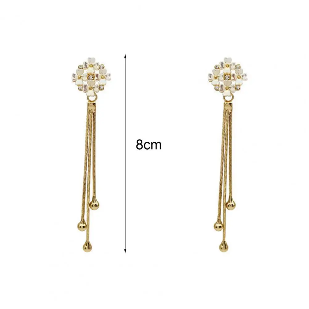 Lady Jewelry Women’s 3d Clover Tassel Earrings Faux Electroplated Dangle Jewelry Lightweight Anti-allergy Party Prom