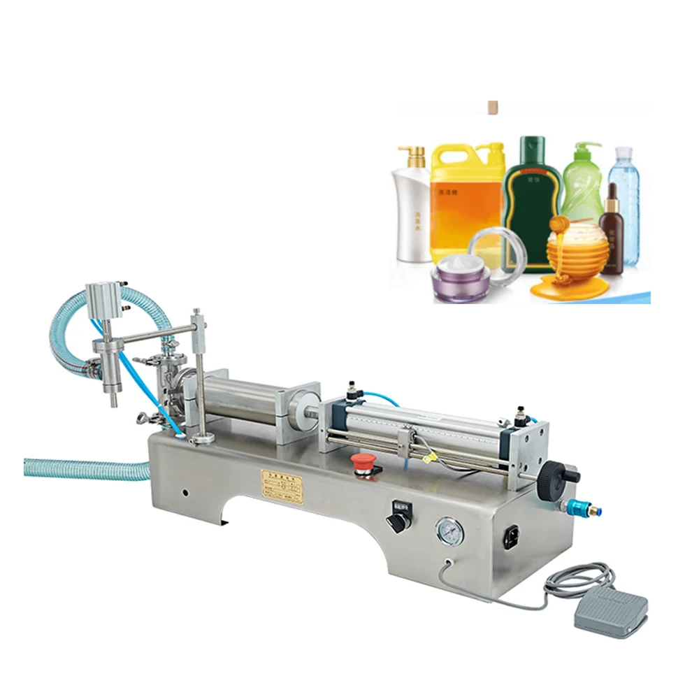 

Pneumatic Liquid Filling Machine Single Head Semi Automatic Horizontal Piston Filler for Engine Oil Shampoo Shower Gel 50-500ML