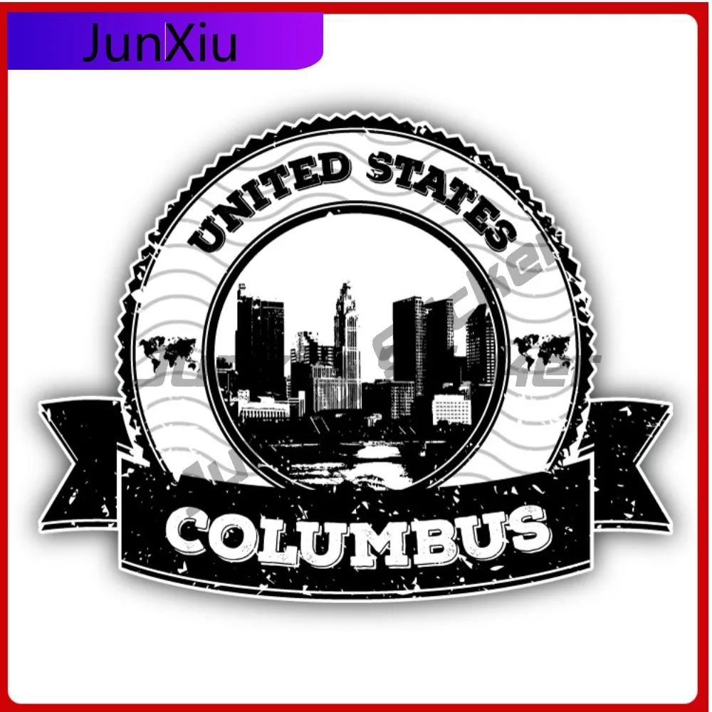 

Columbus United States Creative Sticker Stamp Travel Car Decal Bumper Stickers For Motocross Funny Style Helmet Use Waterproo