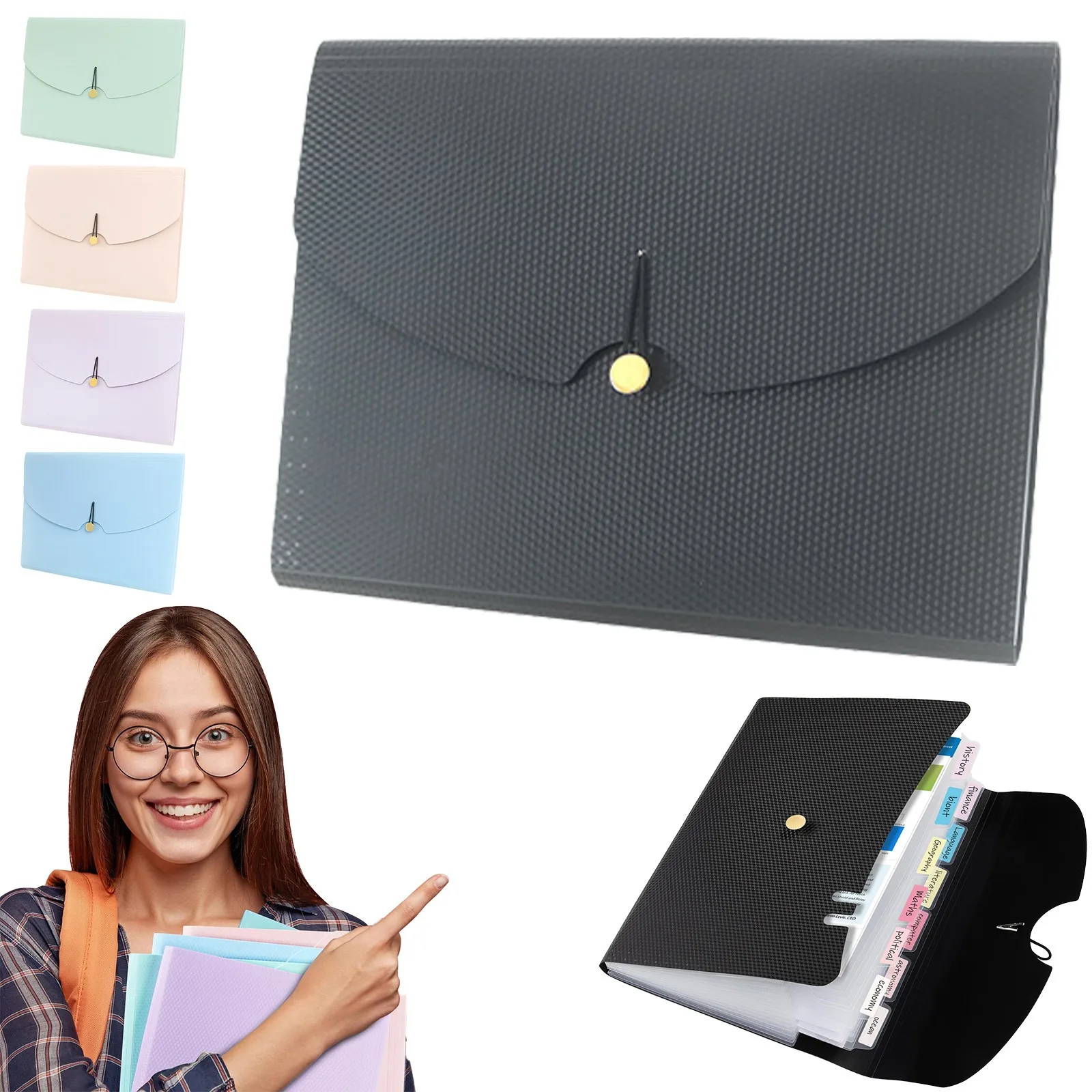 File Folder Test Paper Storage Folder Portable Waterproof File Organizer Large Capacity Classified Portfolio Expansion Folder