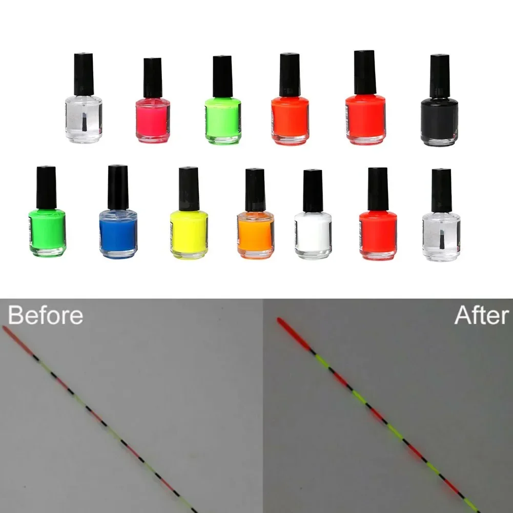 15ml flutuadores de pesca pintura fluorescente diy flutuadores de secagem rápida bóia cauda pintura indicador alta visibilidade cauda cor peças reparo