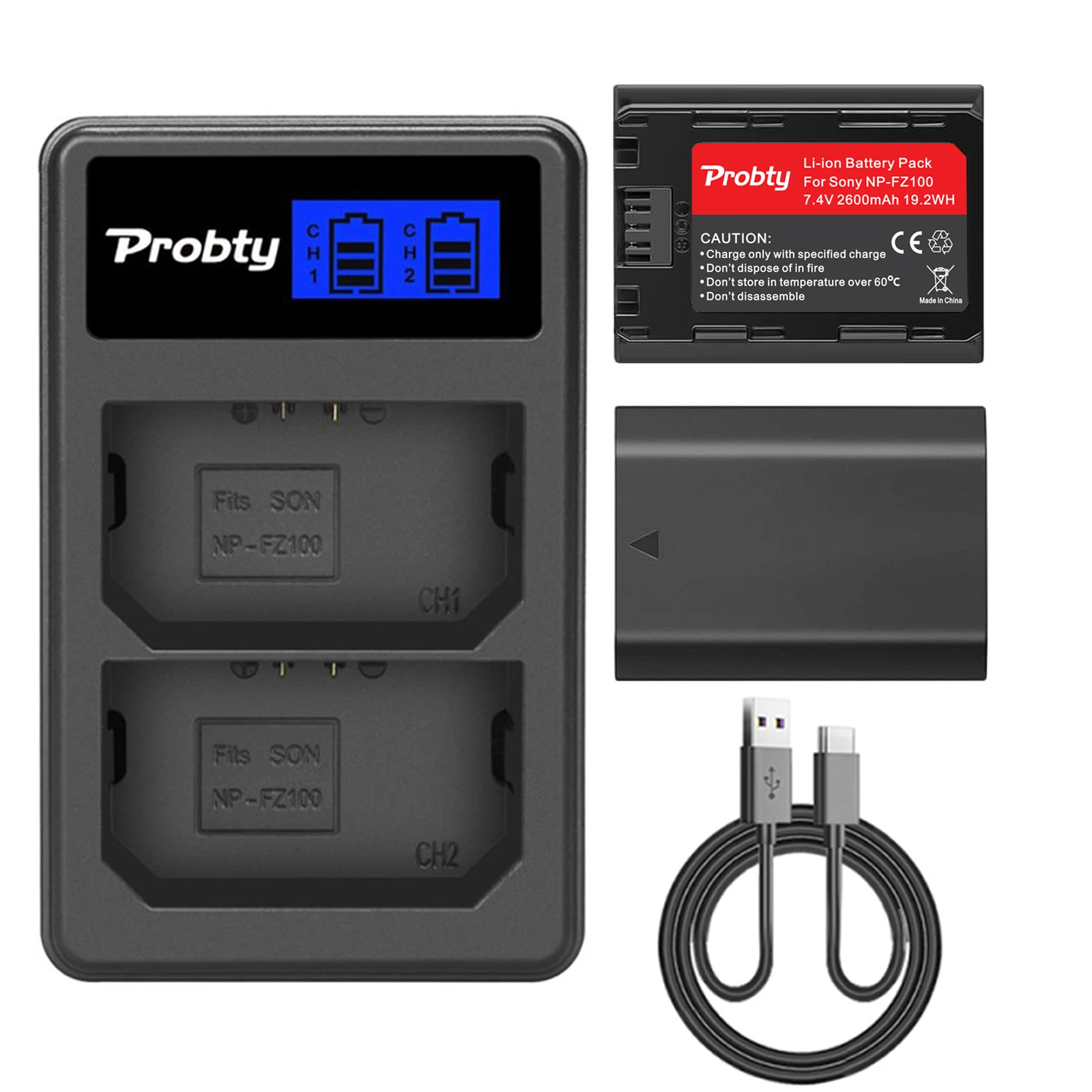 NP-FZ100 NPFZ100 NP FZ100 Battery and Dual USB Charger For Sony ZV-E1 A7III A7IV FX3 FX30 A6600 A6700 A1 A7C A7CII A7CR