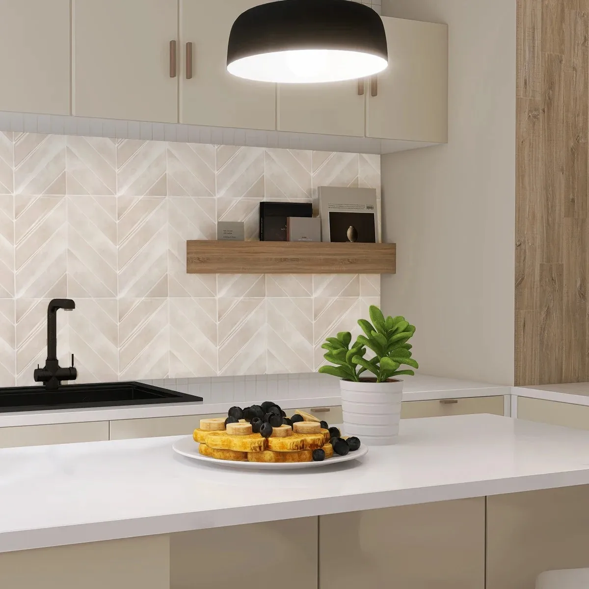 3D self-adhesive wall stickers, waterproof and easy to clean, suitable for kitchen, bathroom, living room, dining room, etc.
