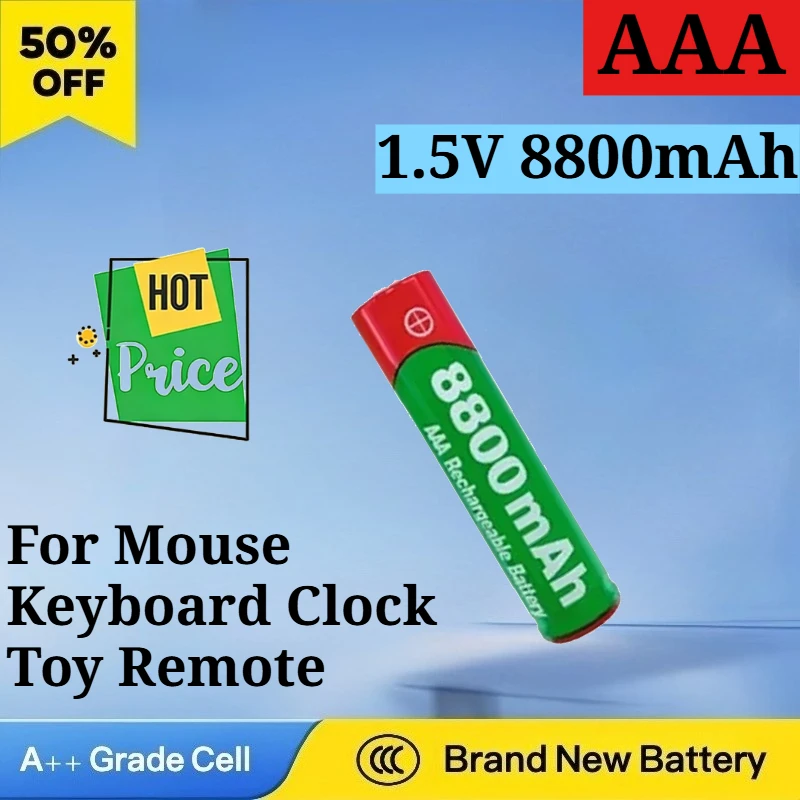 

New AAA 1.5V 8800mAh Rechargeable Batteries Super Long Lasting High Capacity for Mouse Keyboard Clock Toy Remote Control PC