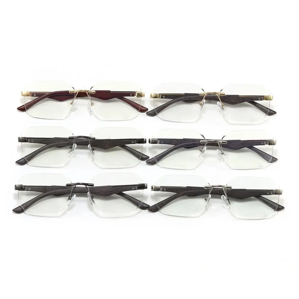 

UV Protection Wood Grain Sunglasses Ultra-Light Scratch-Resistant Rimless Sun Glasses Outdoor Street Photography Cycling Eyewear