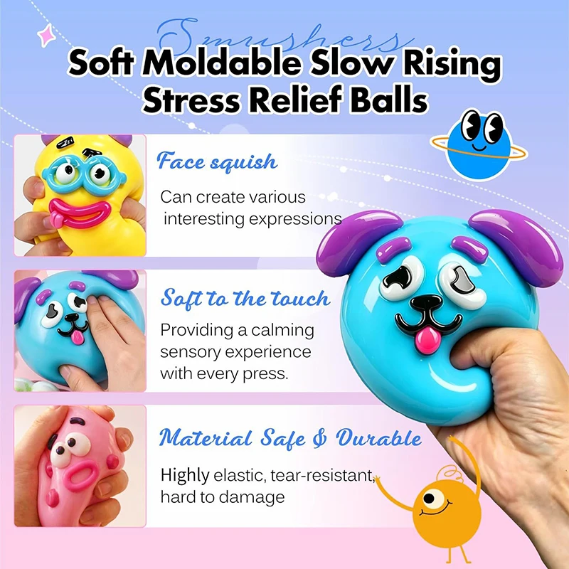 NOW ENJOY 2026 New Dog Face Swap Squishy Toy Soft Slow Rise Squeeze Toy Moldable Stress Relief Sensory Toy for Anxiety Relief
