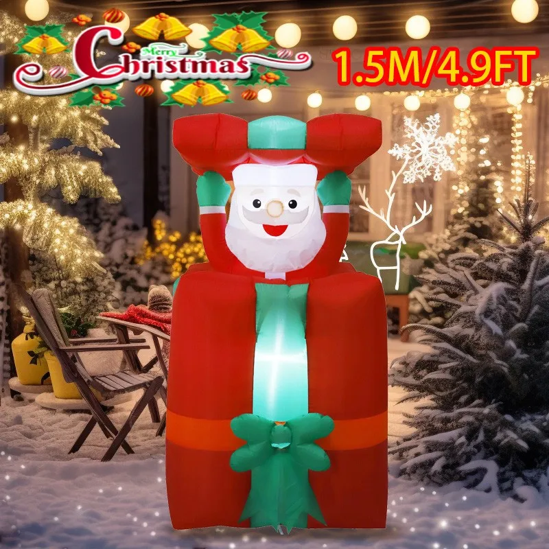 

Christmas Inflatable Decorations Up and Down Santa Built-in LED Lights Toys Inflated Model Outdoor Ornament Xmas Garden Decor