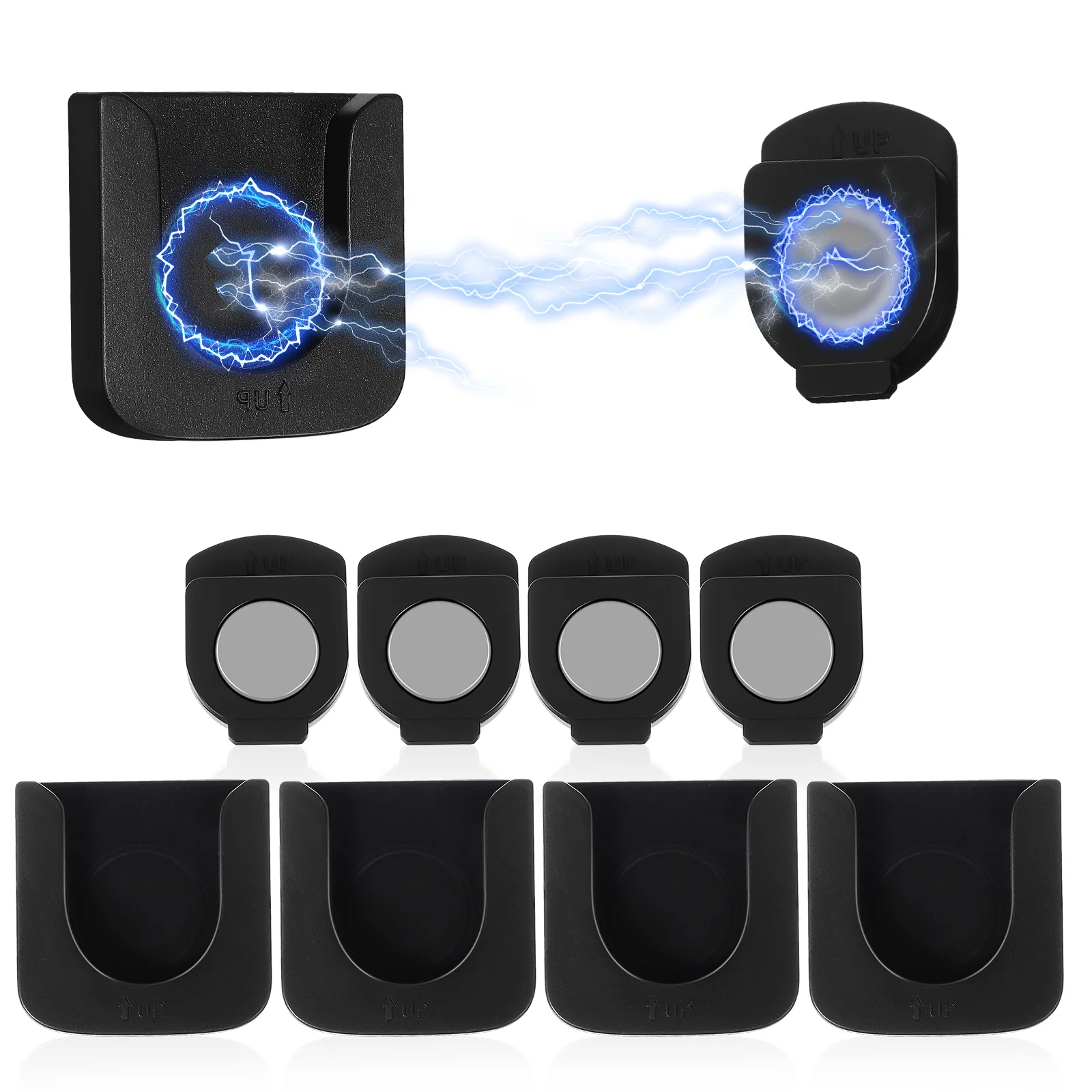 4 Sets Air Conditioning Projector Remote Control Magnetic Buckle Storage Hook (black) Rack Cell Phone Wall Holder Abs